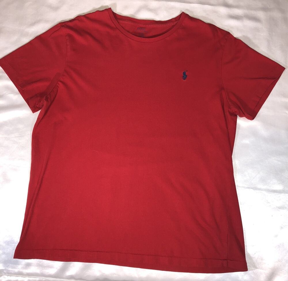 Polo Ralph Lauren T Shirt Red Blue Pony Mens Size L